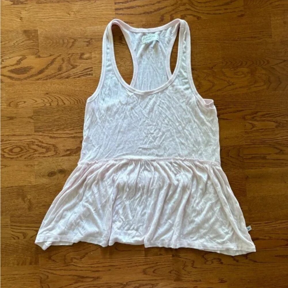 Gilly Hicks Light Pink Tank Peplum Racerback Semi Sheer Blush XS Soft Hollister